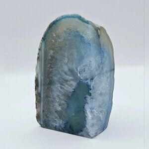 Polished Blue Agate Druzy Quartz Geode – Dyed Crystal Display Stone